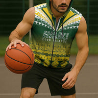 Cook Islands Rugby Custom Sleeveless Zip Hoodie Kuki Avaiki - Polynesian Pride