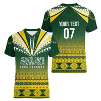 Cook Islands Rugby Custom Women V-Neck T-Shirt Kuki Avaiki LT7 - Polynesian Pride