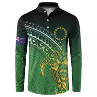 Cook Islands Rugby Kuki Avaiki Button Sweatshirt Tribal Turtle - Polynesian Pride