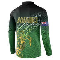 Cook Islands Rugby Kuki Avaiki Button Sweatshirt Tribal Turtle - Polynesian Pride