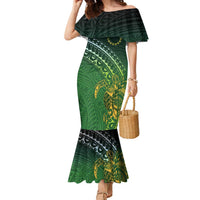Cook Islands Rugby Kuki Avaiki Family Matching Mermaid Dress and Hawaiian Shirt Tribal Turtle - Polynesian Pride