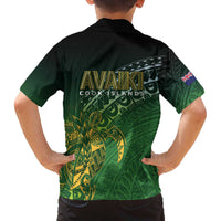 Cook Islands Rugby Kuki Avaiki Family Matching Off The Shoulder Long Sleeve Dress and Hawaiian Shirt Tribal Turtle - Polynesian Pride