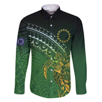 Cook Islands Rugby Kuki Avaiki Family Matching Off The Shoulder Long Sleeve Dress and Hawaiian Shirt Tribal Turtle - Polynesian Pride