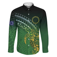 Cook Islands Rugby Kuki Avaiki Family Matching Off The Shoulder Long Sleeve Dress and Hawaiian Shirt Tribal Turtle - Polynesian Pride