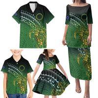 Cook Islands Rugby Kuki Avaiki Family Matching Puletasi and Hawaiian Shirt Tribal Turtle - Polynesian Pride