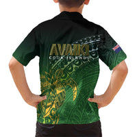 Cook Islands Rugby Kuki Avaiki Family Matching Short Sleeve Bodycon Dress and Hawaiian Shirt Tribal Turtle - Polynesian Pride