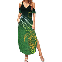 Cook Islands Rugby Kuki Avaiki Family Matching Summer Maxi Dress and Hawaiian Shirt Tribal Turtle - Polynesian Pride