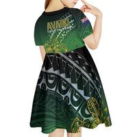 Cook Islands Rugby Kuki Avaiki Kid Short Sleeve Dress Tribal Turtle LT7 - Polynesian Pride
