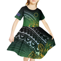 Cook Islands Rugby Kuki Avaiki Kid Short Sleeve Dress Tribal Turtle - Polynesian Pride