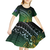 Cook Islands Rugby Kuki Avaiki Kid Short Sleeve Dress Tribal Turtle LT7 - Polynesian Pride