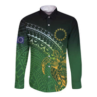 Cook Islands Rugby Kuki Avaiki Long Sleeve Button Shirt Tribal Turtle - Polynesian Pride