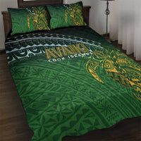 Cook Islands Rugby Kuki Avaiki Quilt Bed Set Tribal Turtle LT7 Dark Green - Polynesian Pride