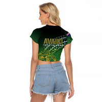 Cook Islands Rugby Kuki Avaiki Raglan Cropped T Shirt Tribal Turtle LT7 - Polynesian Pride