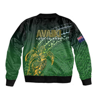 Cook Islands Rugby Kuki Avaiki Sleeve Zip Bomber Jacket Tribal Turtle - Polynesian Pride