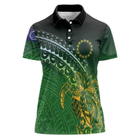 Cook Islands Rugby Kuki Avaiki Women Polo Shirt Tribal Turtle LT7 Female Dark Green - Polynesian Pride