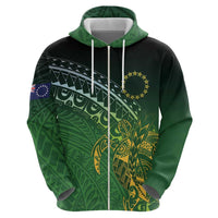 Cook Islands Rugby Kuki Avaiki Zip Hoodie Tribal Turtle - Polynesian Pride