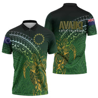 Cook Islands Rugby Kuki Avaiki Zipper Polo Shirt Tribal Turtle LT7 - Polynesian Pride