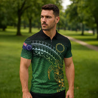 Cook Islands Rugby Kuki Avaiki Zipper Polo Shirt Tribal Turtle LT7 - Polynesian Pride