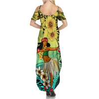 Honolulu Hawaii Family Matching Summer Maxi Dress and Hawaiian Shirt Ilima Plumeria with Hula Girl LT7 - Polynesian Pride