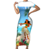 Personalised Hawaii Hula Girl Family Matching Short Sleeve Bodycon Dress and Hawaiian Shirt Honolulu Festival LT7 Mom's Dress Art - Polynesian Pride