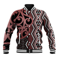 Maori Taniko Patterns Baseball Jacket Brown Patiki Motifs Mix Whakairo Ngaru LT7 Unisex Brown - Polynesian Pride
