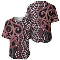 Maori Taniko Patterns Baseball Jersey Brown Patiki Motifs Mix Whakairo Ngaru
