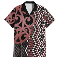 Maori Taniko Patterns Family Matching Off Shoulder Maxi Dress and Hawaiian Shirt Brown Patiki Motifs Mix Whakairo Ngaru