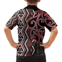 Maori Taniko Patterns Family Matching Tank Maxi Dress and Hawaiian Shirt Brown Patiki Motifs Mix Whakairo Ngaru