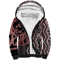 Maori Taniko Patterns Sherpa Hoodie Brown Patiki Motifs Mix Whakairo Ngaru LT7 Unisex Brown - Polynesian Pride
