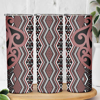 Maori Taniko Patterns Skinny Tumbler Brown Patiki Motifs Mix Whakairo Ngaru