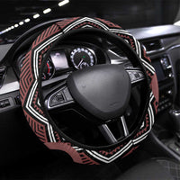 Maori Taniko Patterns Steering Wheel Cover Brown Patiki Motifs Mix Whakairo Ngaru LT7 Universal Fit Brown - Polynesian Pride