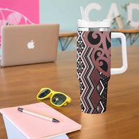 Maori Taniko Patterns Tumbler With Handle Brown Patiki Motifs Mix Whakairo Ngaru LT7 - Polynesian Pride