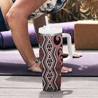 Maori Taniko Patterns Tumbler With Handle Brown Patiki Motifs Mix Whakairo Ngaru LT7 - Polynesian Pride