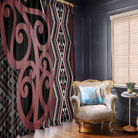 Maori Taniko Patterns Window Curtain Brown Patiki Motifs Mix Whakairo Ngaru LT7 - Polynesian Pride