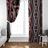 Maori Taniko Patterns Window Curtain Brown Patiki Motifs Mix Whakairo Ngaru LT7 - Polynesian Pride