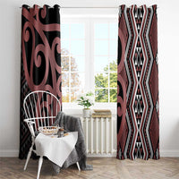 Maori Taniko Patterns Window Curtain Brown Patiki Motifs Mix Whakairo Ngaru LT7 - Polynesian Pride