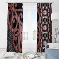 Maori Taniko Patterns Window Curtain Brown Patiki Motifs Mix Whakairo Ngaru LT7 - Polynesian Pride