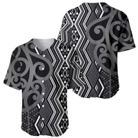 Maori Taniko Patterns Baseball Jersey Black Patiki Motifs Mix Whakairo Ngaru