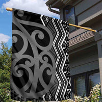 Maori Taniko Patterns Garden Flag Black Patiki Motifs Mix Whakairo Ngaru LT7 - Polynesian Pride