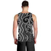 Maori Taniko Patterns Men Tank Top Black Patiki Motifs Mix Whakairo Ngaru LT7 - Polynesian Pride