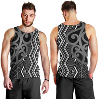 Maori Taniko Patterns Men Tank Top Black Patiki Motifs Mix Whakairo Ngaru LT7 - Polynesian Pride