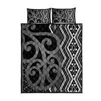 Maori Taniko Patterns Quilt Bed Set Black Patiki Motifs Mix Whakairo Ngaru LT7 - Polynesian Pride