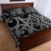 Maori Taniko Patterns Quilt Bed Set Black Patiki Motifs Mix Whakairo Ngaru LT7 - Polynesian Pride