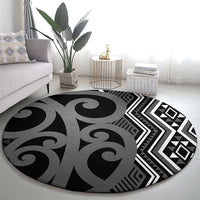 Maori Taniko Patterns Round Carpet Black Patiki Motifs Mix Whakairo Ngaru