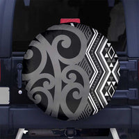 Maori Taniko Patterns Spare Tire Cover Black Patiki Motifs Mix Whakairo Ngaru