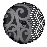 Maori Taniko Patterns Spare Tire Cover Black Patiki Motifs Mix Whakairo Ngaru