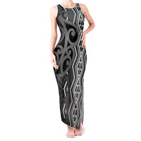 Maori Taniko Patterns Tank Maxi Dress Black Patiki Motifs Mix Whakairo Ngaru LT7 Women Black - Polynesian Pride