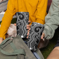 Maori Taniko Patterns Tumbler Cup Black Patiki Motifs Mix Whakairo Ngaru LT7 - Polynesian Pride