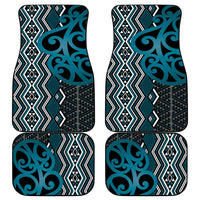 Maori Taniko Patterns Car Mats Azure Patiki Motifs Mix Whakairo Ngaru LT7 - Polynesian Pride
