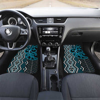 Maori Taniko Patterns Car Mats Azure Patiki Motifs Mix Whakairo Ngaru LT7 Set 2pcs - Front Azure - Polynesian Pride